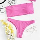 Romwe Neon Pink Detachable Straps Bikini Set