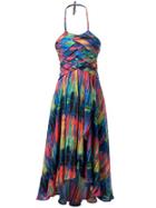 Romwe Halter Print High Low Dress