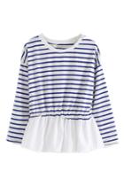 Romwe Striped Flouncing Hem Elastic Blouse