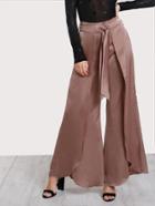 Romwe High Rise O-ring Belt Detail Overlap Pants