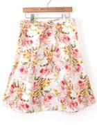Romwe Red Yellow High Waist Floral Skirt