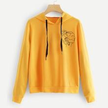Romwe Figure Print Hooded Sweatshirt