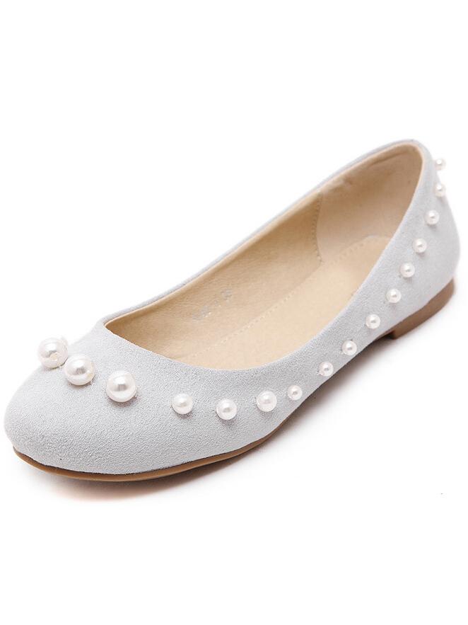 Romwe Light Grey Bead Asakuchi Flats