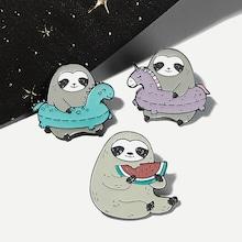 Romwe Cartoon Sloth Design Brooch Set 3pcs