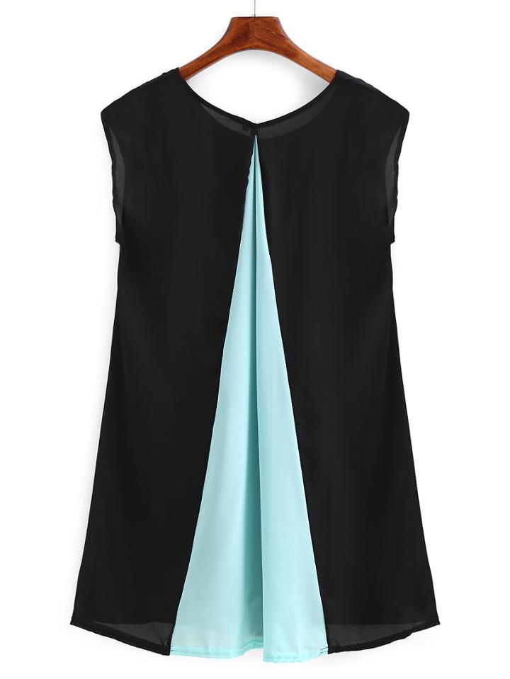 Romwe Contrast Color Loose-fit Chiffon Dress