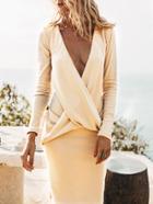 Romwe Deep V Neck Cut Out Tight Dress