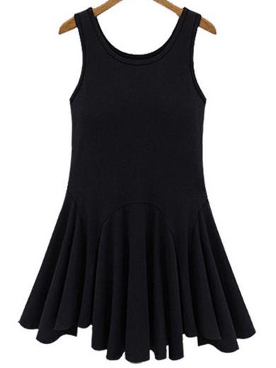Romwe Black Ruffle Flare Tank Dress