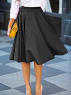 Romwe Plain Flare Midi Skirt