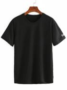 Romwe Black Letters Embroidered T-shirt