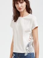 Romwe White Crochet Insert Short Sleeve T-shirt