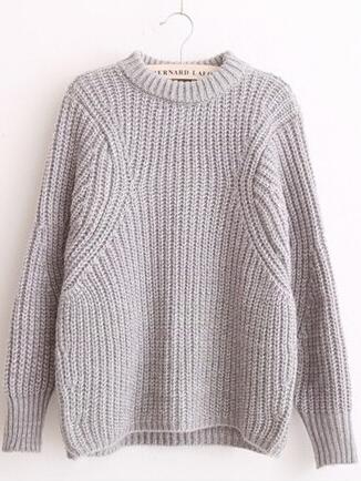 Romwe Long Sleeve Loose Grey Sweater