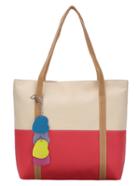 Romwe Color Block Tote Bag With Heart Bag Charm