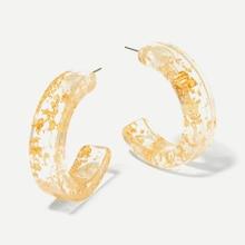 Romwe Glitter Detail Cut Hoop Earrings