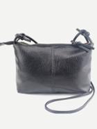 Romwe Faux Leather Top Zip Crossbody Bag - Black