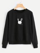 Romwe Rabbit Print Sweatshirt