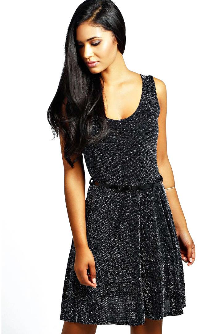 Romwe Sleeveless Sequined Backless Black Dress