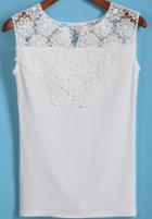Romwe V Cut Lace Insert Tank Top