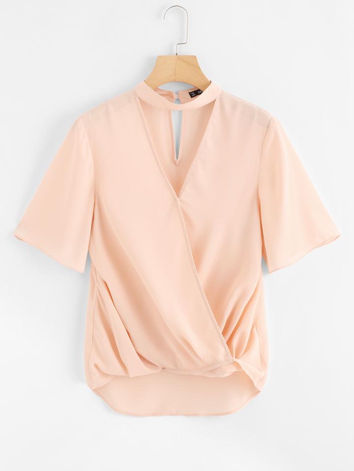 Romwe Choker Neck Wrap Top
