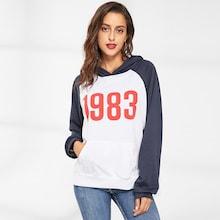 Romwe Number Print Split Side Hoodie