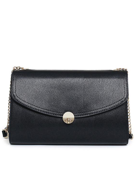 Romwe Faux Leather Turnlock Flap Chain Strap Bag