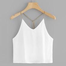 Romwe Chain Detail Solid Top