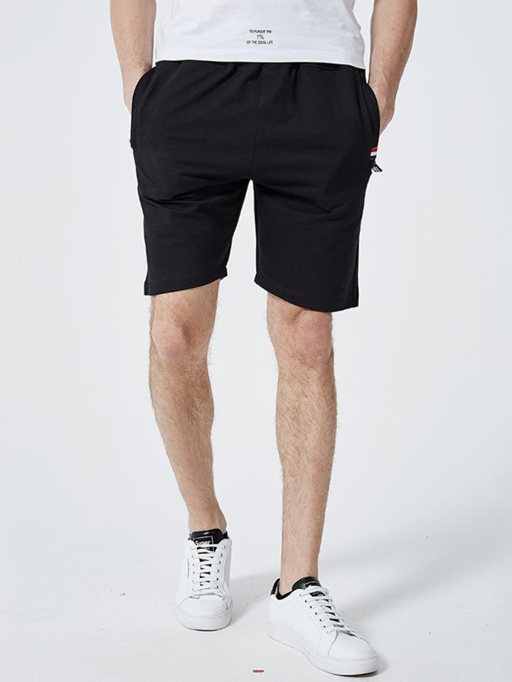 Romwe Men Flag Print Drawstring Pocket Shorts