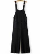 Romwe Black Front Pocket Knit Overall Pants
