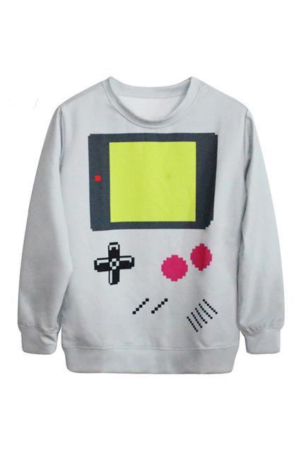 Romwe Geometric Pattern Print Grey Sweatshirt