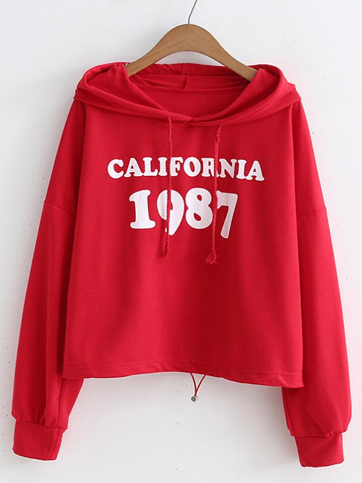 Romwe Slogan Print Drop Shoulder Hoodie