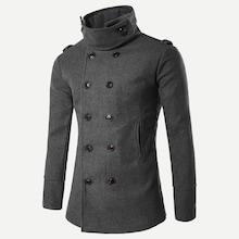 Romwe Guys Double Breasted Solid Coat