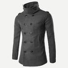Romwe Guys Double Breasted Solid Coat