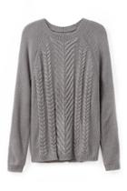 Romwe Twist Pattern Knitted Grey Jumper