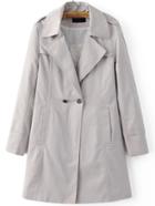 Romwe Grey Lapel Knee Length Trench Coat With Buttons