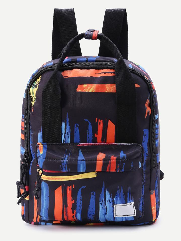 Romwe Graffiti Print Double Handle Backpack