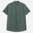 Romwe Guys Vertical Striped Revere Collar Shirt