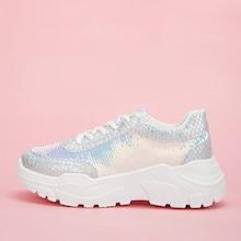 Romwe Sequins Detail Chunky Sole Trainers