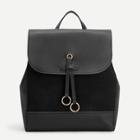 Romwe Contrast Ring Decor Flap Backpack