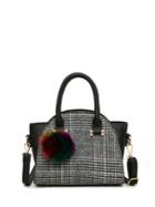 Romwe Houndstooth Wing Bag With Pom
