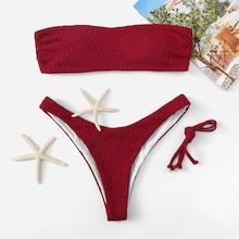 Romwe Top With High Leg Bikini Set