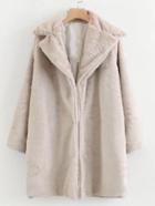 Romwe Faux Fur Oversized Longline Coat
