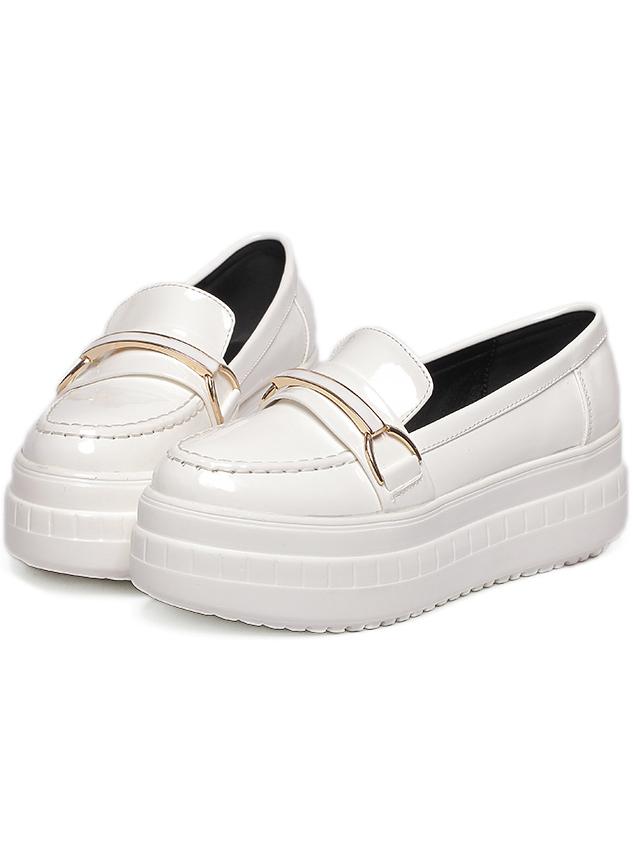 Romwe White Round Toe Metallic Embellished Thick-soled Flats