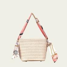 Romwe Braided Detail Tote Bag With Random Twilly Scarf