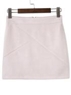 Romwe Beige Zipper Back Mini Skirt