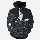 Romwe Men Astronaut Print Hooded Sweatshirt