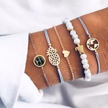 Romwe Pineapple & Earth Bracelet Set 5pcs