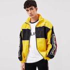 Romwe Men Contrast Panel Letter Print Windbreaker Jacket