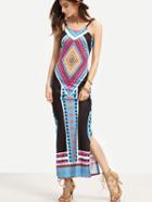 Romwe Backless Tribal Print Long Cami Dress
