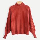 Romwe Drop Shoulder Bishop Sleeve Solid Jumper