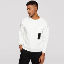 Romwe Men Contrast Panel Dip Hem Sweatshirt