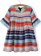 Romwe Multicolor Bell Sleeve Striped Loose Dress
